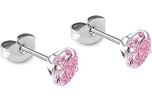 BELEZADOSAS 1 Pair Implant Grade Titanium Stud Earrings Set Hypoallergenic 3mm 4mm 5mm 6mm Cubic Zirconia G23 Titanium Earring Studs for Women Men for Sensitive Ear