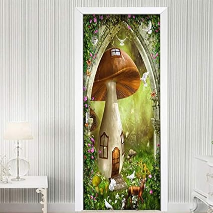 3D Türaufkleber Wandbilder Tapete Feenwaldelch Vinyl Abnehmbare
