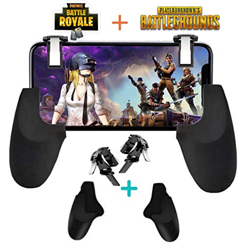 Mobile Game Controller [Upgrade Version] Mobile Gaming Trigger for PUBG/Fortnite/Rules of Survival Gaming Grip and Gaming Joysticks for 4.5-6.5inch Android iOS Phone (1Pair+1Gamepad)