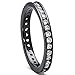 Sterling Silver 925 Women's Black Rhodium Eternity Ring Engagement wedding Band with Cubic Zirconia