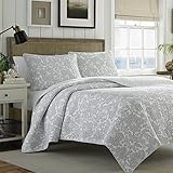 Tommy Bahama Island Memory Gray Quilt Set, King, Pelican Gray