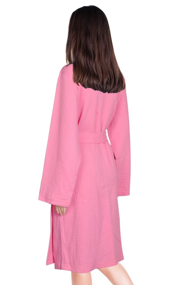 Cece Womens Robe Waffle Spa Bathrobe Lightweight Hotel Sleepwear Pink