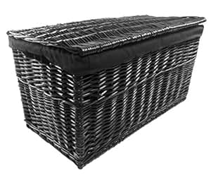 Shabby Chic caja de almacenamiento de mimbre resistente baúl negro