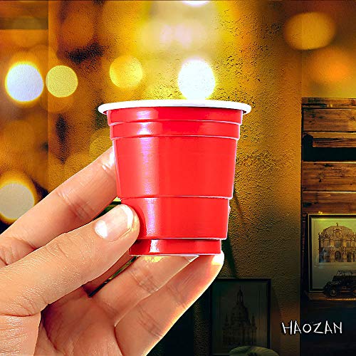 image for HAOZAN 100ct 2oz Shot Glasses Disposable, Cute Red Mini Plastic Cups, 