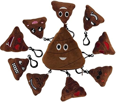 9Pcs Mini Emoji Keychain Toys+1Pcs Poop Change Bag Coin Purse Best Gift for Emoji Fan