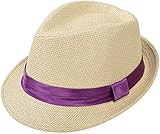Simplicity Men / Women's Summer Short Brim Straw Fedora Hat with Solid Band