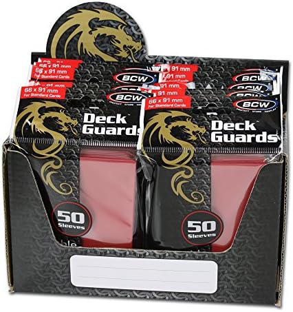 BCW Deck Guard - Double Matte Card Sleeves | 500 Count Box (10 Packs of 50 Sleeves) |Acid-Free, No PVC | Fits 2.5" x 3.5" Game Cards | Archival Safe Sleeves for Card Protection (Red)