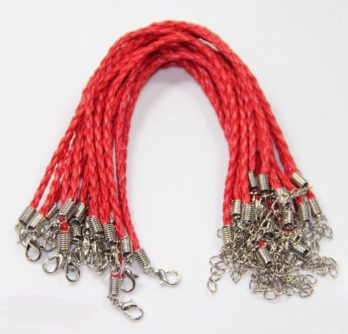 Red 10pcs Man-made Twist Leather Cord Braid Rope Bracelet Bangle Jewelry Making DIY