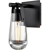 DEYNITE Black Wall Sconces, Raindrop Sconces Wall Lighting, Modern Clear Glass Vanity Light Fixtures Raindrop Wall Sconce for