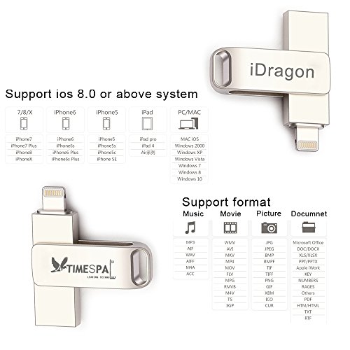 USB Stick pour iPhone Clé 16GO ATIMESPAL iPhone Mémoire avec Connecteur Lightning (16GB)
