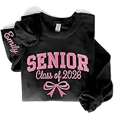 POPPOP Personalized Embroidered Senior Sweatshirt, Class of 2026, Custom Graduation Shirt, School Shirt for Her