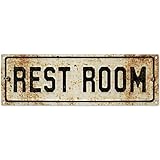 Restroom Embossed Look Rusted Bathroom Metal Sign Vintage Style 18 x 6
