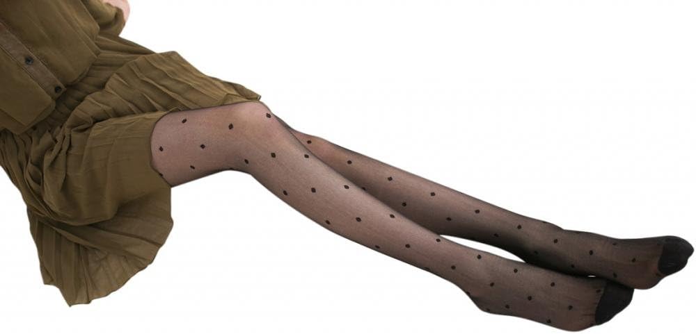 Meriling Women's Sheer Small Polka Dot Panty hose Black