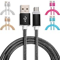 shlutesoy USB c Data Cable 1/2/3M Micro USB Data & Sync Charger Charging Cable Cord for Android Phone Silver 2 Meter