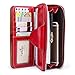 Yafeige Large Luxury Women's RFID Blocking Tri-fold Leather Wallet Zipper Ladies Clutch Purse(1-Waxed Red)