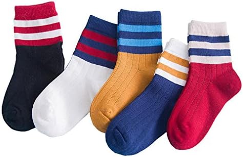 5 Pairs Baby Boys Girls Striped Knitting Cotton Infant Children Kids Socks (L)