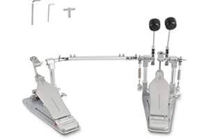 RANMING Double Bass Pedal Bass Drum Pedal with Two-Sided Beater Head Kick Bass Drum Pedal Non-Slip Footplate Kick pedal for Beginner and Drummers
