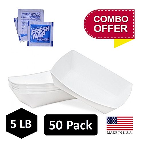 image for Paper_Party_Trayz 5 lbs White Color Disposable Paper Food Trays, Take 
