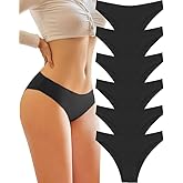 Knowyou Womens Underwear Cotton Cheeky Panties for Women Cute Stretch Bikini Breathable Panties for Ladies 6Pack