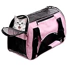Huanxu Pet Carriers For Dog & Cat, Comfort Airline Approved Travel Tote Soft Sided Shoulder Bag with Mat - Under Seat Compatability (Pink)