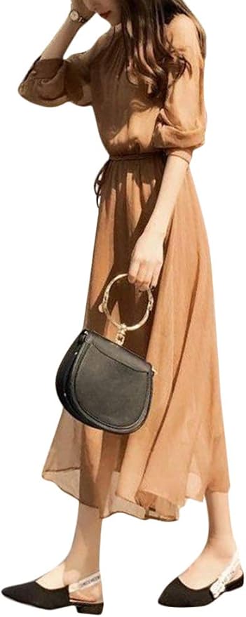 Amazon Minesam ふんわり ワンピース 透け感 シースルー シフォンワンピ 大人 エレガント きれいめ 着痩せ レディース カジュアル ワンピース チュニック 通販