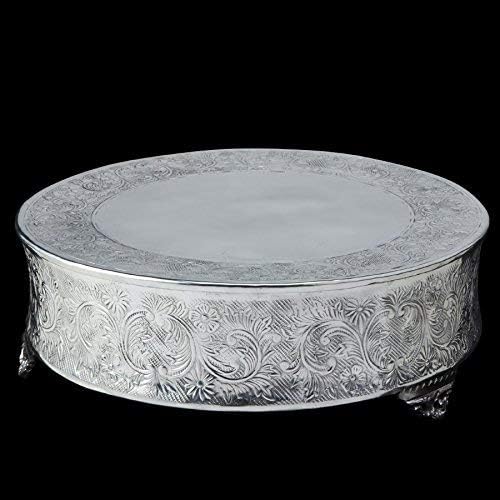 SIMPLY ELEGANT Aluminum Round Cake Stand - 18" (Silver)