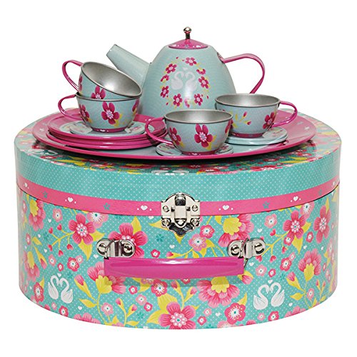 Childs Tin Teaset for Children - Great Tin Tea Set for Girls and Boys - Stunning Alternative to a Wooden Toy Tea Set. Presented in a Wonderful Display Box