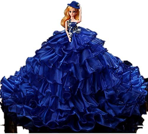 Accessories888 Tiered Organza Wedding Dress 16 Inches Princess Fairytale Wedding Bride Dolls Royal Blue