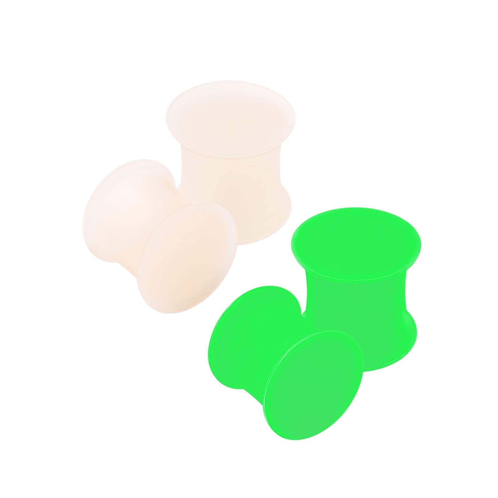 KJM FASHION 4pcs Silicone Skin Double Flared Saddle Green Ear Stretcher Plugs Flesh Earring Lobe Gauge Piercing Jewellery Choose Sizes, Silicone