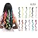 FESHFEN 12 Pcs 12 Colors Full Color Curly Wave Clip on in Hair Extensions Hair Pieces 18 Inches Long Remy Hair Colored Party Highlights DIY Hair Accessories Extensions for Kids Grils Women
