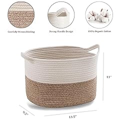 JIA QAQ Square Cotton Rope Samll Baskets With