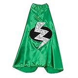 Kids Green Superhero Lightning Bolt Cape