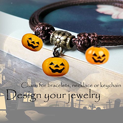 IDOXE 10Pcs Mini Pumpkin Bells Jack O Lantern Head Jingle Beads DIY Halloween Decorations Ornament Jewelry Findings Charms Pendant