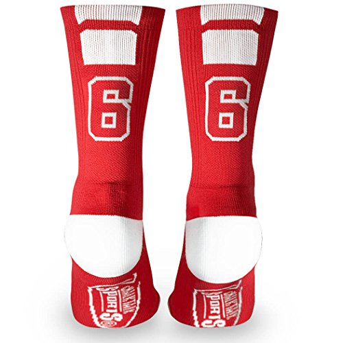 Custom Team Number Crew Socks | Athletic Socks by ChalkTalkSPORTS | Red | 66