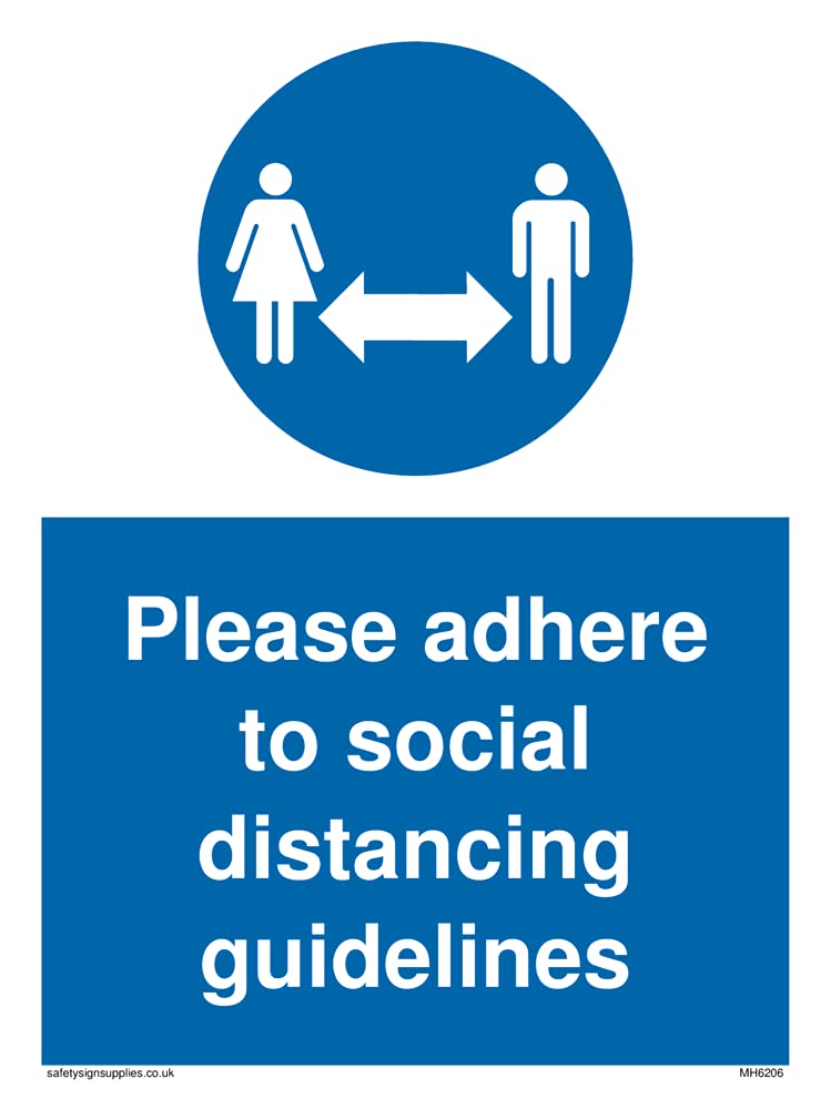 Pack of five - Please adhere to social distancing guidelines Sign - 150x200mm - A5P