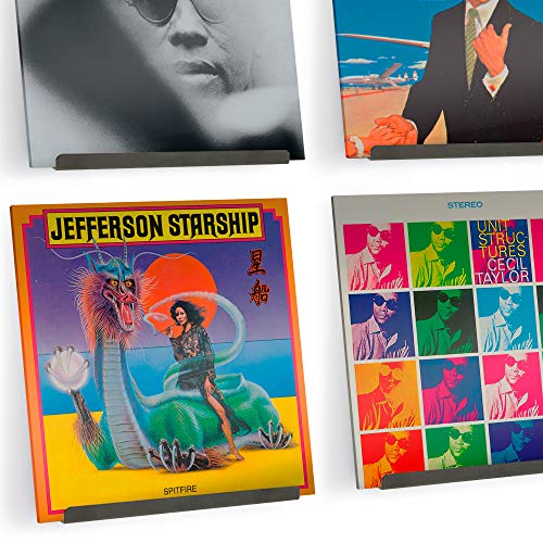 Hudson Hi-Fi LP Vinyl Record Wall Display Shelves - Display Your Daily Listening in Style - Grey - Four Pack