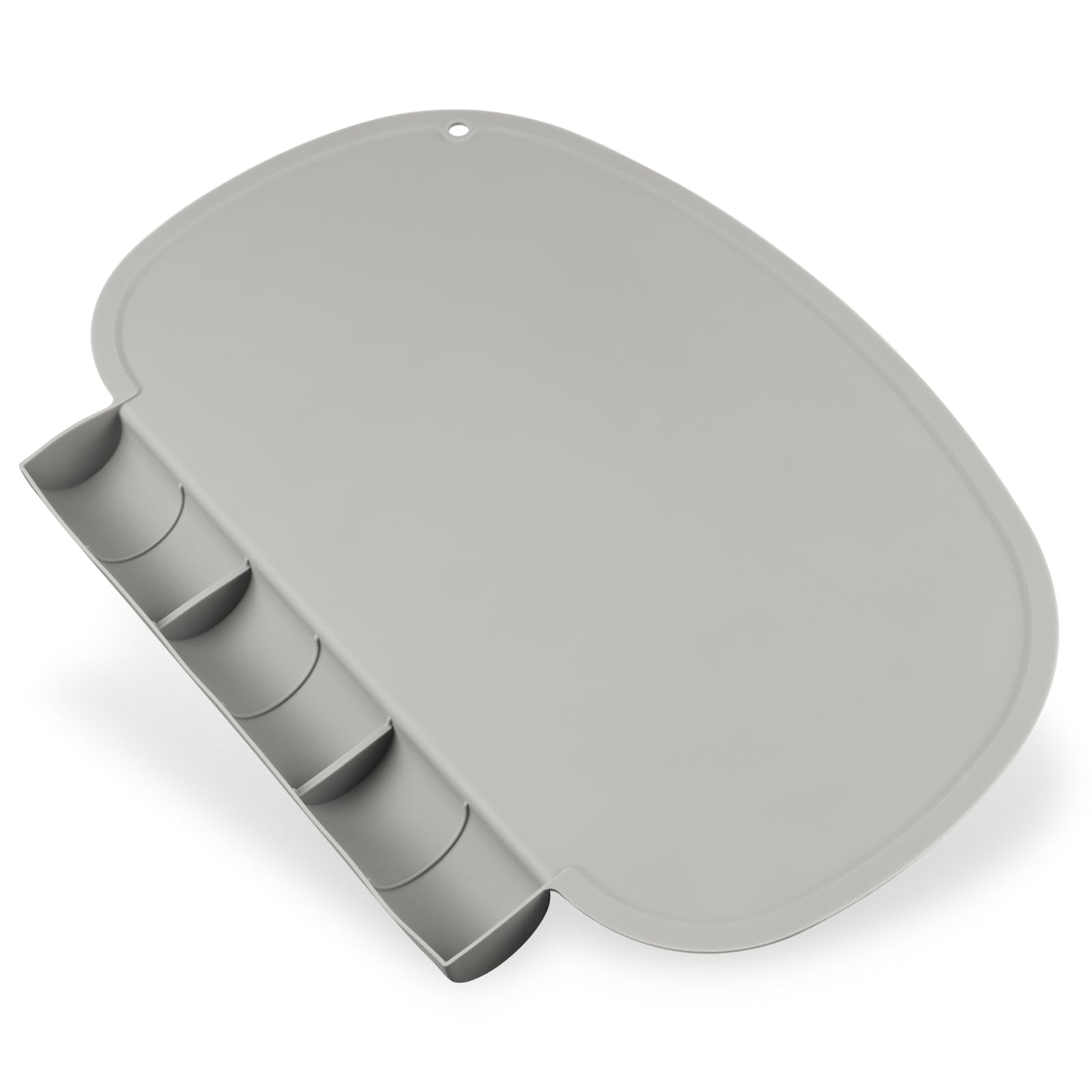 Photo 1 of Silicone Placemat with Food Catching Pockets for Baby & Kid, Food Grade Silicone Non-Slip Toddler Food Place Mats with Raised Edges for Dining Table (Light Gray)