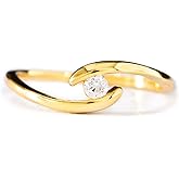 STORYJEWELLERY Ring for Women, Gold Plated Promise Ring for Her, Engagement Bypass Rings for Women, Birthday Christmas Valentines Jewelry Gifts Rings for Girls
