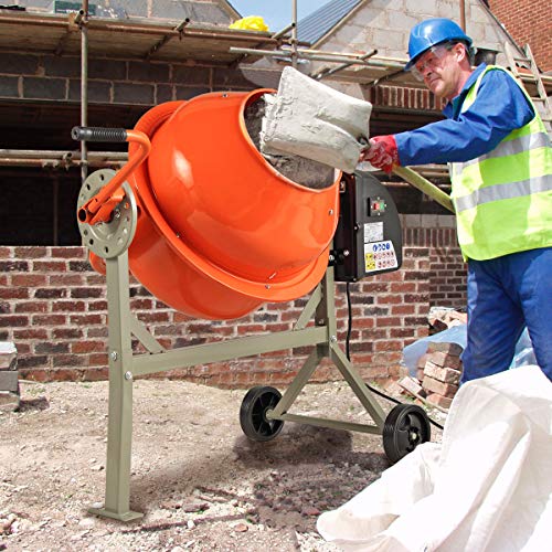 Sandinrayli 1/2 HP 2.2 Cu FT Portable Electric Concrete Cement Mixer Barrow Machine Mixing mortar