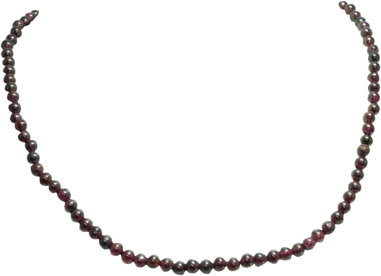 Rajasthan Gems Beautiful Single Line Natural Garnet Round Beads Stones NECKLACE 18.2 inch