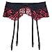 TVRtyle Wine Red Embroidery Flower Women Sexy Garter Belts for Stockings Metal Buckles S086 (Large)