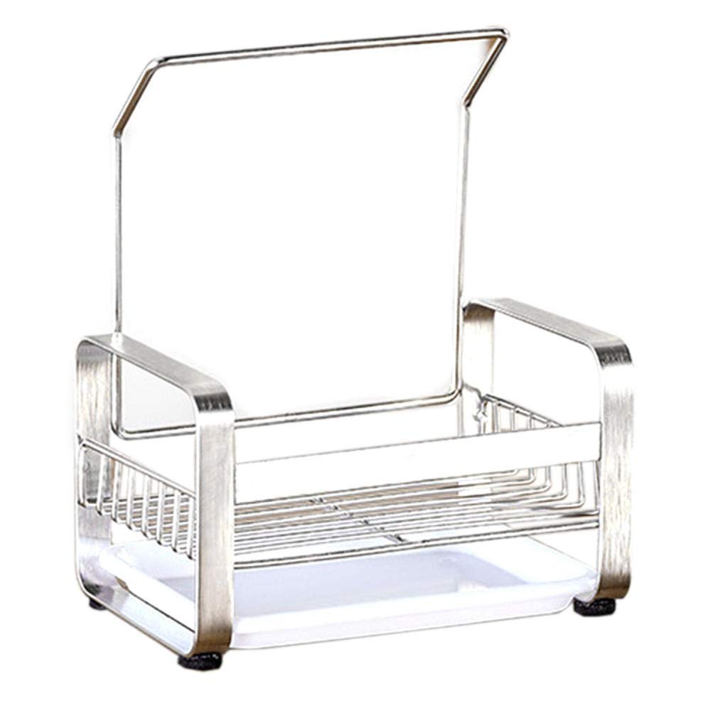Sponge Holder for Kitchen Sink Kitchen Sink Organizer Sink Tidy Caddy Sink Tray Drainer Rack Brush Soap Holder with Dish Towel Bar and Removable Tray for Kitchen Sink Cleaning Washing Up Organiser