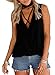 ROSKIKI Women's Plunge V Neck Blouse Cross Front Sleeveless Choker Drape Surplice Wrap Tank Tops US (0-2) Black