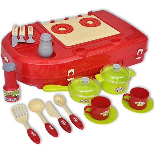 Autoshoppingcenter Spielküche Kinderküche mit Licht und Sound, Kinderküchen-Spielset mit Kochgeschirr Little Chef Kinder… – Bild 4