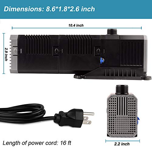 YCTECH 400 GPH Ultra-Quiet Submersible Pump with Fountain Kit for Pond, Statuary, Garden