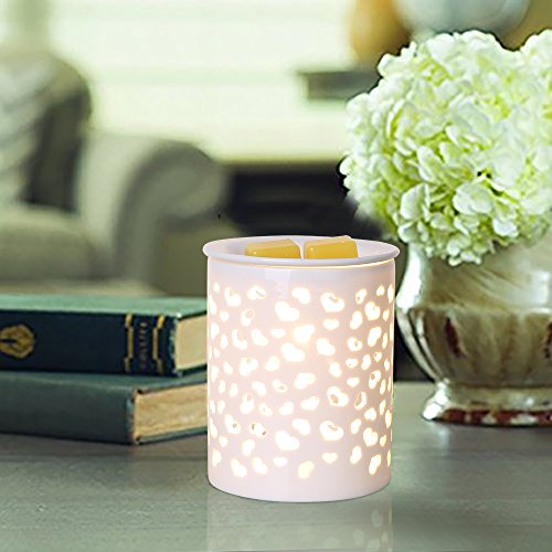 image for COOSA Ceramic Heart-shaped Pattern Oil Warmer Electric Incense Wax Tar