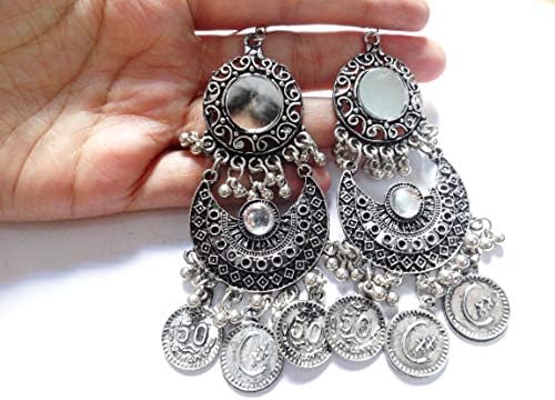 India Earring Traditional Afghani Bells Silver Oxidized Bollywood Jhumka Jewelry