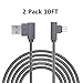 SUMOON Micro USB Cable, 10FT+10FT 90 Degree Right Angle Nylon Braid Micro USB Charging Cable Android Charger Cord for Samsung Galaxy S7/S6/S5,HTC,LG, Tablet and More (2x10FT Grey)