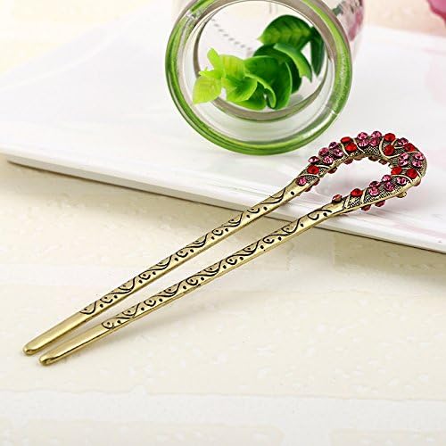 1piece,5 Colors Rhinestone Crystal Antique Hair Sticks, Hairpin,chopsticks,hair Accessory ,Wedding Hair Jewelry (red)