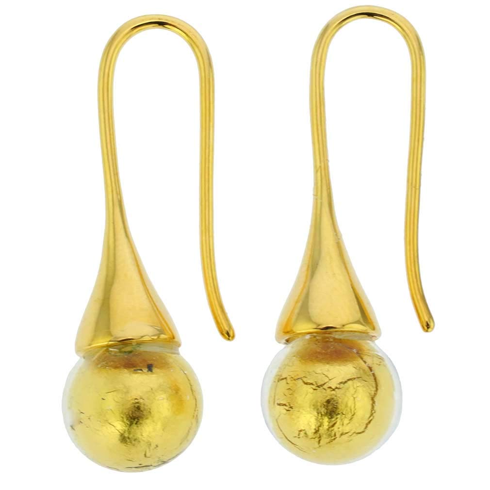 Glass Of Venice Murano Glass Drop Earrings - Liquid Gold